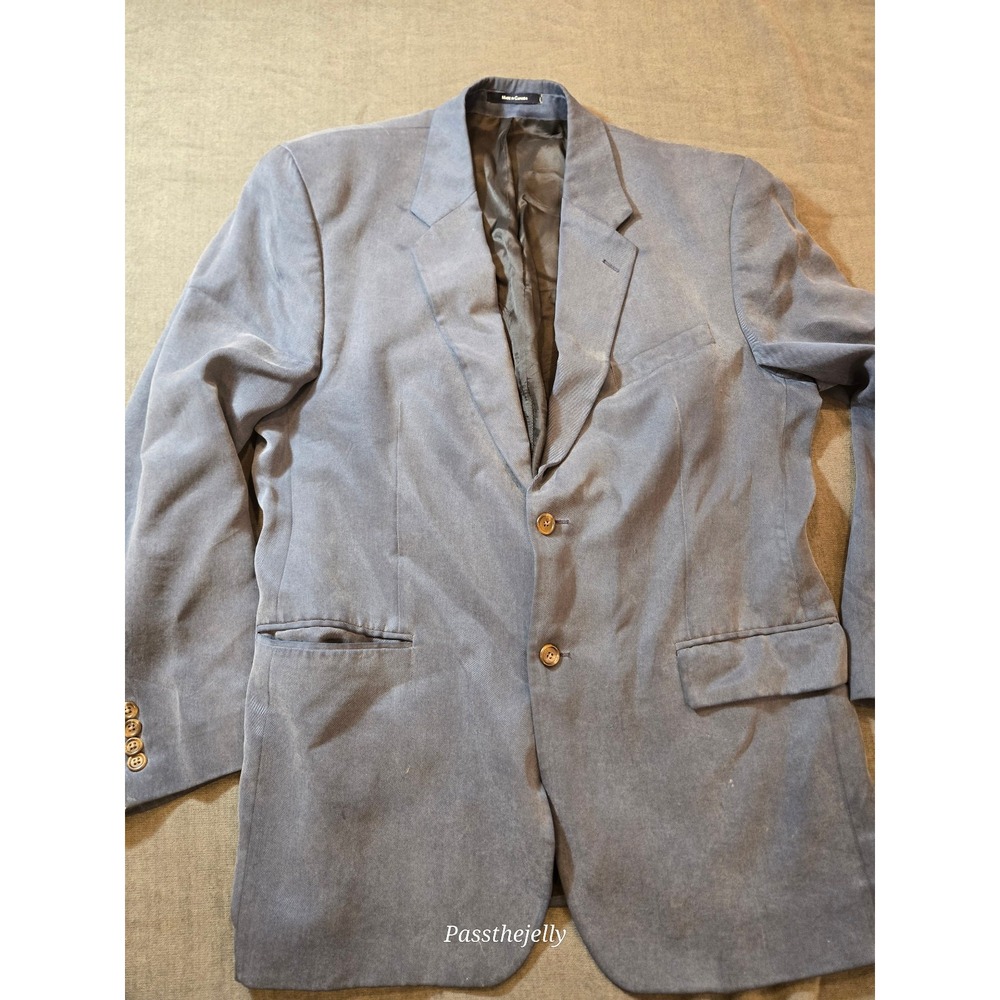 Vintage Polo Ralph Lauren Lyocell Blazer Sport Coat Blue Mens 42T Made Canada
